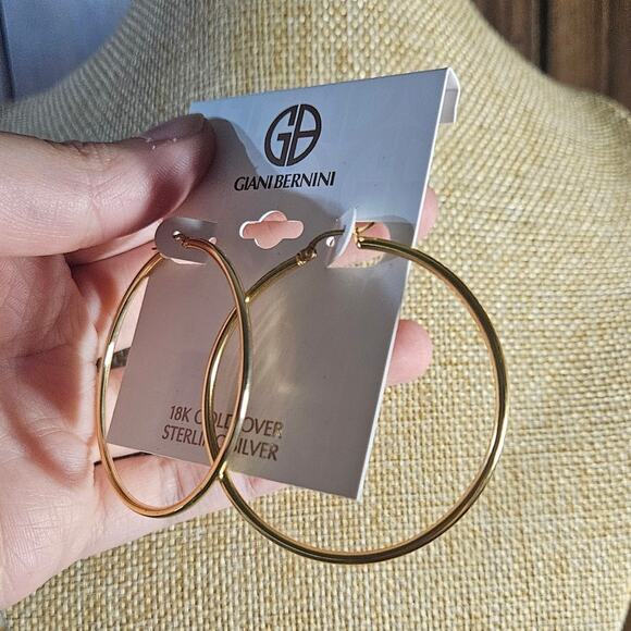 Giani Bernini Large Polished Hoop Earrings in 18k Gold Plated Sterling Silver - Picture 4 of 11